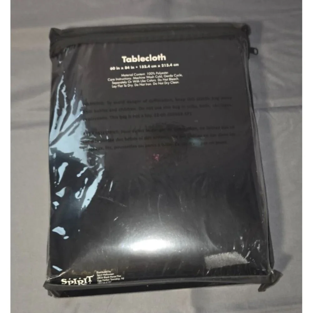 Spirit Halloween Black Spiderweb Tablecloth Rectangular NEW in Package 60x84